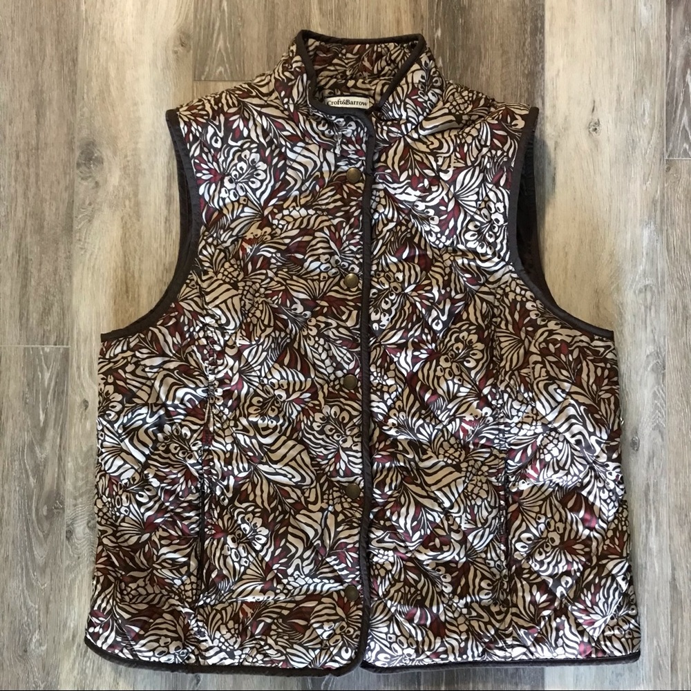 Croft & Barrow Quilted Puffer Vest Brown Tan Large